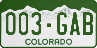 CO license plate 003GAB