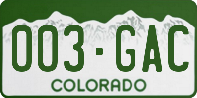 CO license plate 003GAC