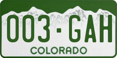 CO license plate 003GAH