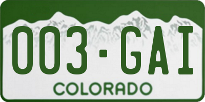 CO license plate 003GAI