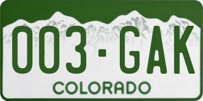 CO license plate 003GAK