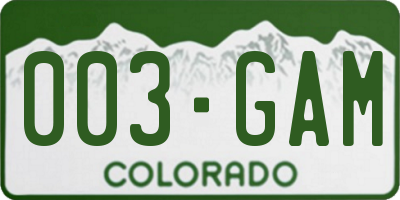 CO license plate 003GAM