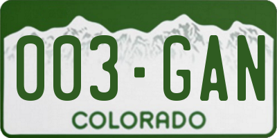 CO license plate 003GAN