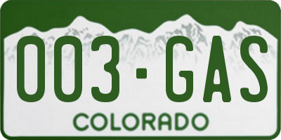 CO license plate 003GAS