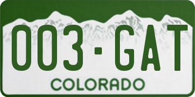 CO license plate 003GAT