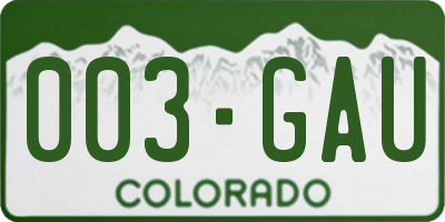 CO license plate 003GAU