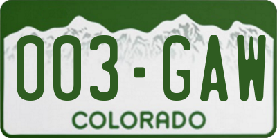 CO license plate 003GAW