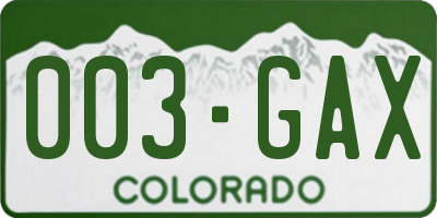 CO license plate 003GAX