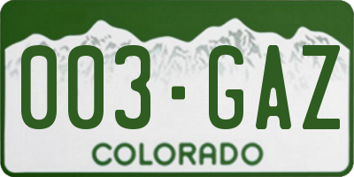 CO license plate 003GAZ