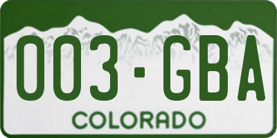 CO license plate 003GBA