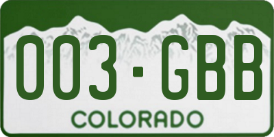 CO license plate 003GBB