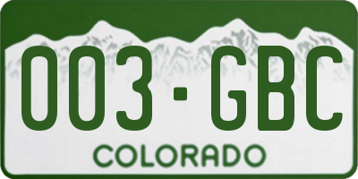 CO license plate 003GBC