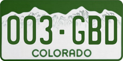 CO license plate 003GBD