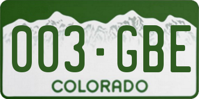 CO license plate 003GBE