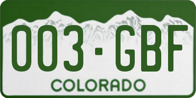 CO license plate 003GBF