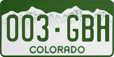 CO license plate 003GBH