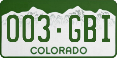 CO license plate 003GBI