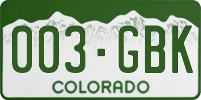 CO license plate 003GBK