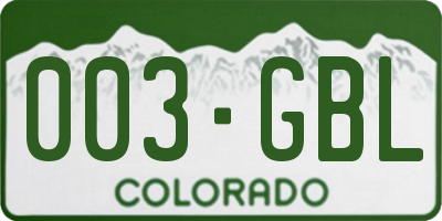 CO license plate 003GBL