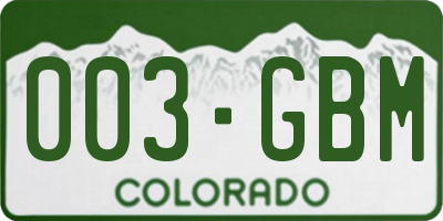 CO license plate 003GBM