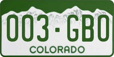 CO license plate 003GBO