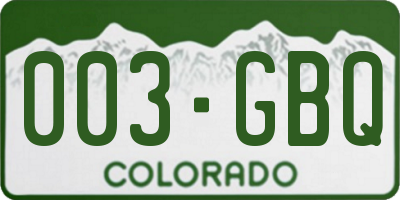 CO license plate 003GBQ