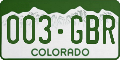 CO license plate 003GBR