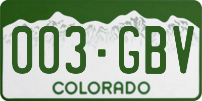 CO license plate 003GBV