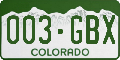 CO license plate 003GBX