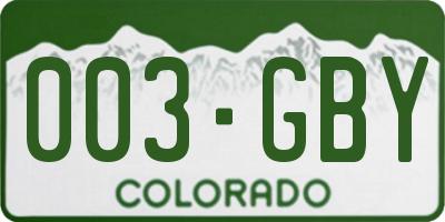 CO license plate 003GBY