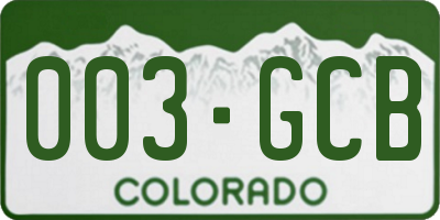 CO license plate 003GCB
