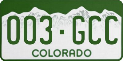 CO license plate 003GCC