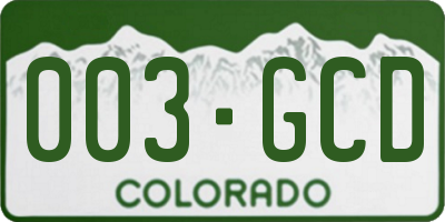 CO license plate 003GCD