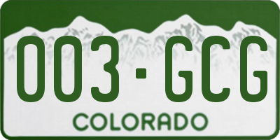 CO license plate 003GCG