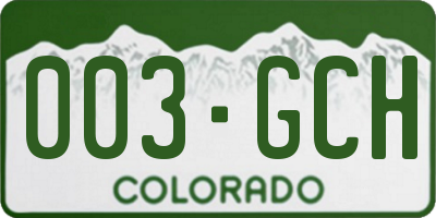 CO license plate 003GCH