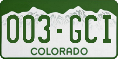 CO license plate 003GCI