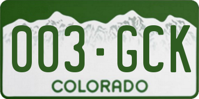 CO license plate 003GCK