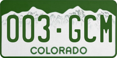 CO license plate 003GCM