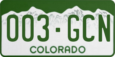 CO license plate 003GCN