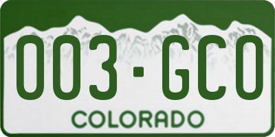 CO license plate 003GCO