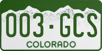 CO license plate 003GCS