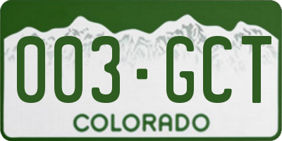 CO license plate 003GCT