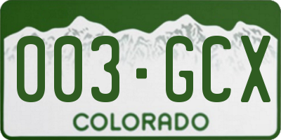 CO license plate 003GCX