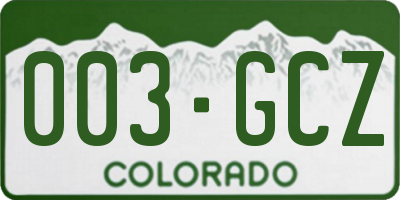 CO license plate 003GCZ