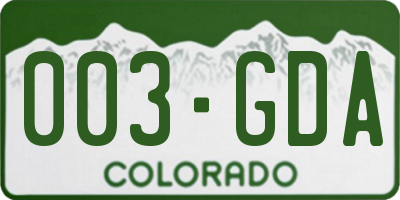 CO license plate 003GDA