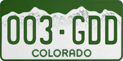 CO license plate 003GDD