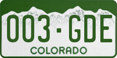 CO license plate 003GDE
