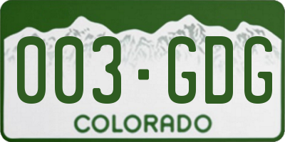 CO license plate 003GDG