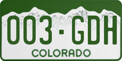 CO license plate 003GDH