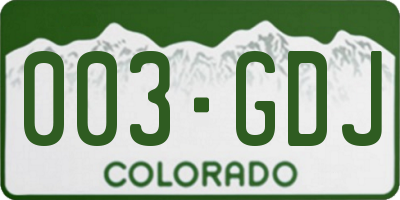 CO license plate 003GDJ